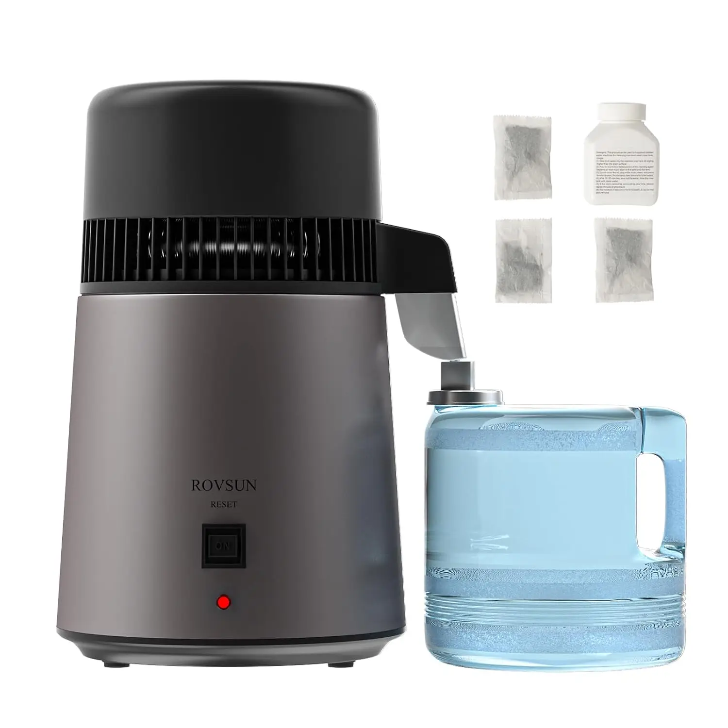 1.1 Gallon/4L Water Distiller, Countertop Distilled Water Machine with BPA-Free Container, 750W, Auto Shut-Off, Stainless Steel Interior, Black
1.1 Gallon/4L Water Distiller, Countertop Distilled Water Machine with BPA-Free Container, 750W, Auto Shut-Off, Stainless Steel Interior, Black