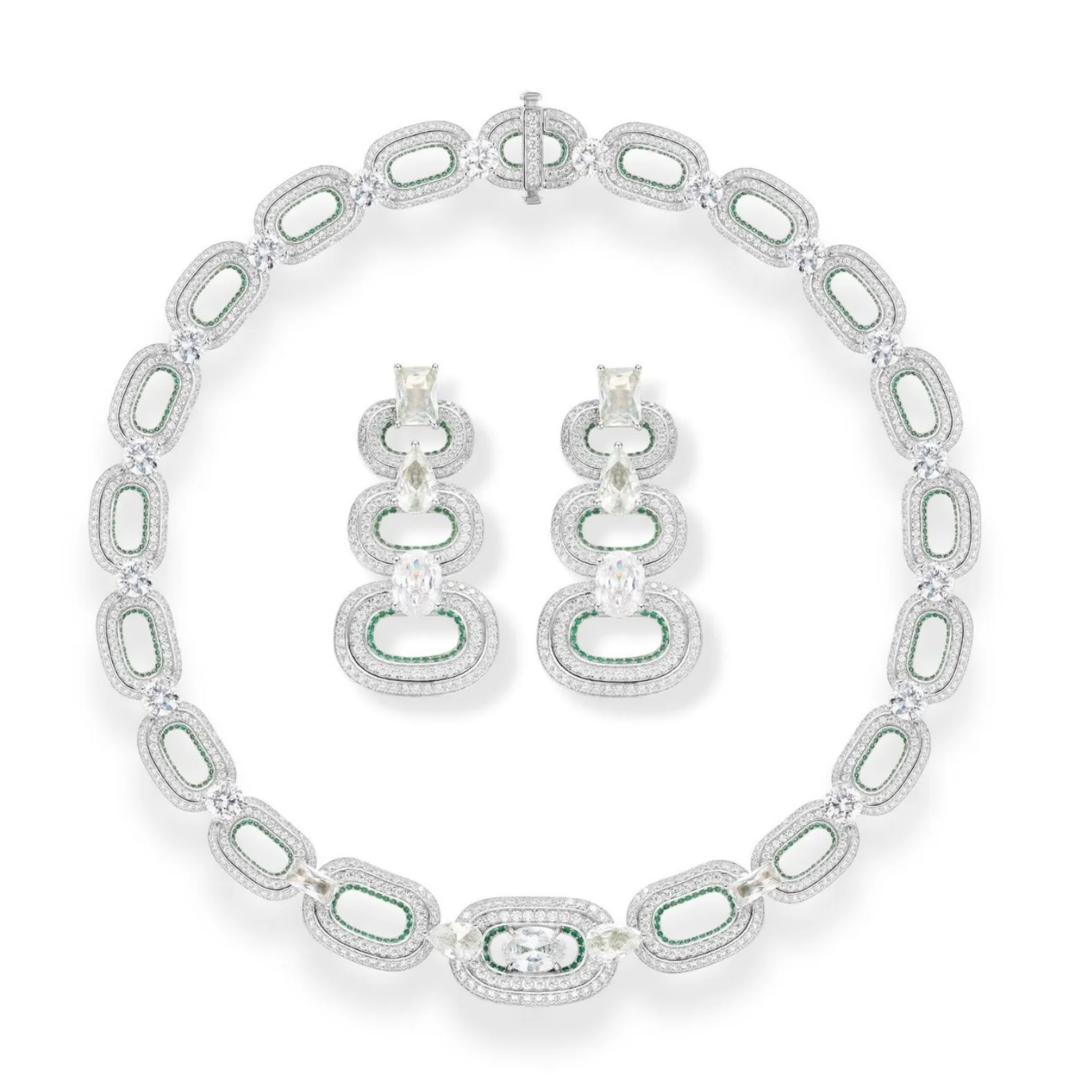 Light Luxury Oval Link Chain Jewelry Set Cubic Zircon Gold Plated Retro Cuban Chain Earrings Women Party Luxury Jewelry Gift
Light Luxury Oval Link Chain Jewelry Set Cubic Zircon Gold Plated Retro Cuban Chain Earrings Women Party Luxury Jewelry Gift