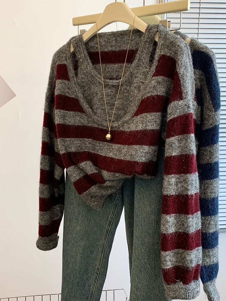 Women's Striped Pullover Cashmere Sweater Harajuku Korean Y2k Long Sleeves Oversize O-Neck Sweaters Jumper Vintage 2000s Clothes
Women's Striped Pullover Cashmere Sweater Harajuku Korean Y2k Long Sleeves Oversize O-Neck Sweaters Jumper Vintage 2000s Clothes