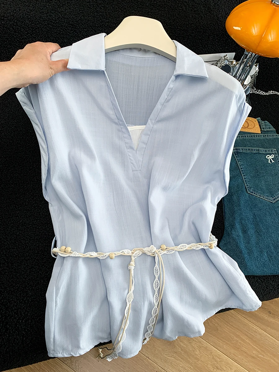 Slimming Effect Short Sleeve Shirt Women's Summer New Design Collared Waist Cinched Fashionable Top Versatile Style Fly Sleeve
Slimming Effect Short Sleeve Shirt Women's Summer New Design Collared Waist Cinched Fashionable Top Versatile Style Fly Sleeve