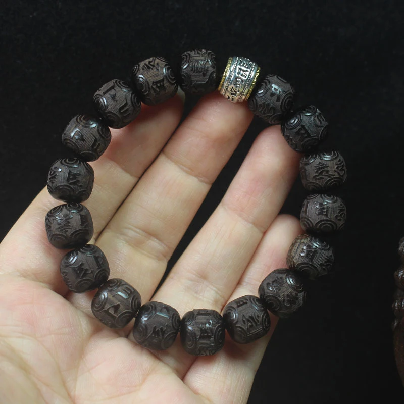 Ebony vintage- beads 1.2mm six-character mantra Buddhist Tibetan-style barrel bead bracelet unisex cultural a
Ebony vintage- beads 1.2mm six-character mantra Buddhist Tibetan-style barrel bead bracelet unisex cultural a
