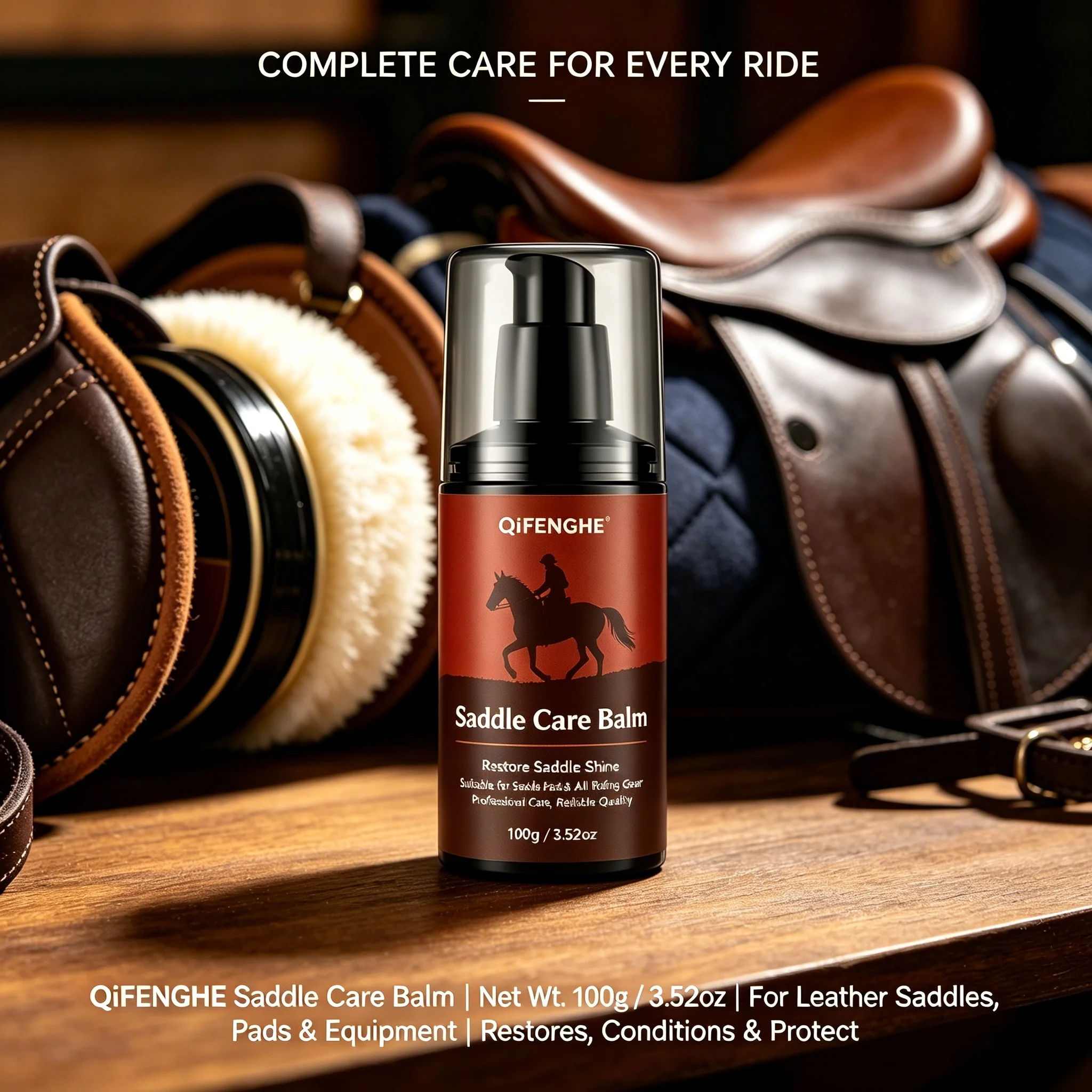 Saddle Care Balm 100g, Leather Conditioner for Horse Saddles, Tack & Riding Gear Shine Restoration
Saddle Care Balm 100g, Leather Conditioner for Horse Saddles, Tack & Riding Gear Shine Restoration
