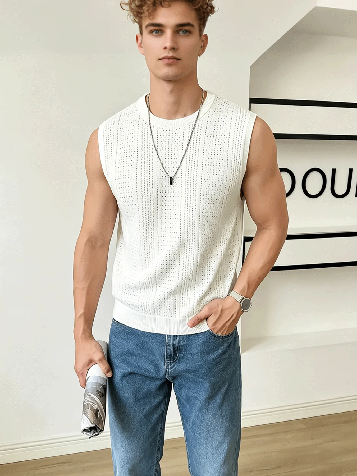 Sleeveless men's knitted vests are suitable for dates, light social occasions, light summer sports, outdoor activities, mature c
Sleeveless men's knitted vests are suitable for dates, light social occasions, light summer sports, outdoor activities, mature c
