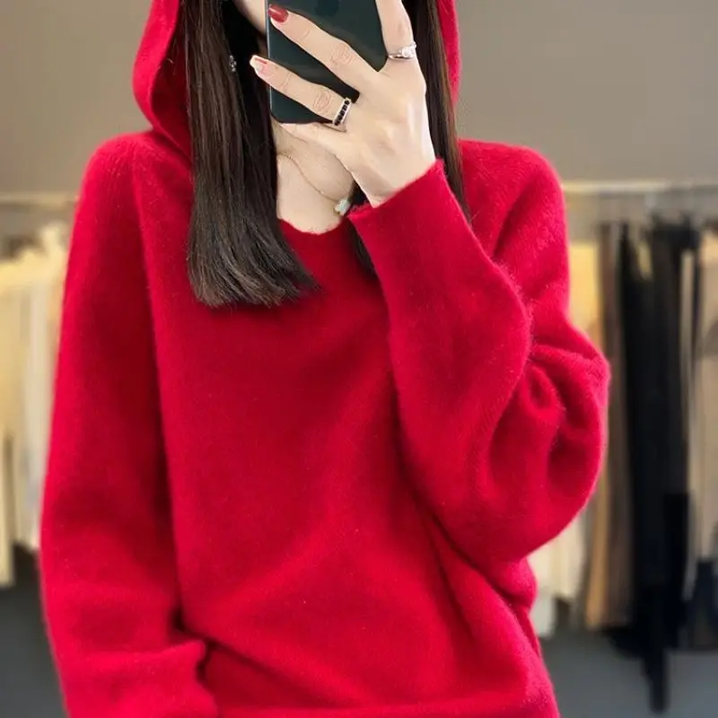Lazy Style Solid Sweater for Women's New Autumn/winter Korean Version Fashionable Bat Sleeve Hoodie with Solid Color Knit Bottom
Lazy Style Solid Sweater for Women's New Autumn/winter Korean Version Fashionable Bat Sleeve Hoodie with Solid Color Knit Bottom