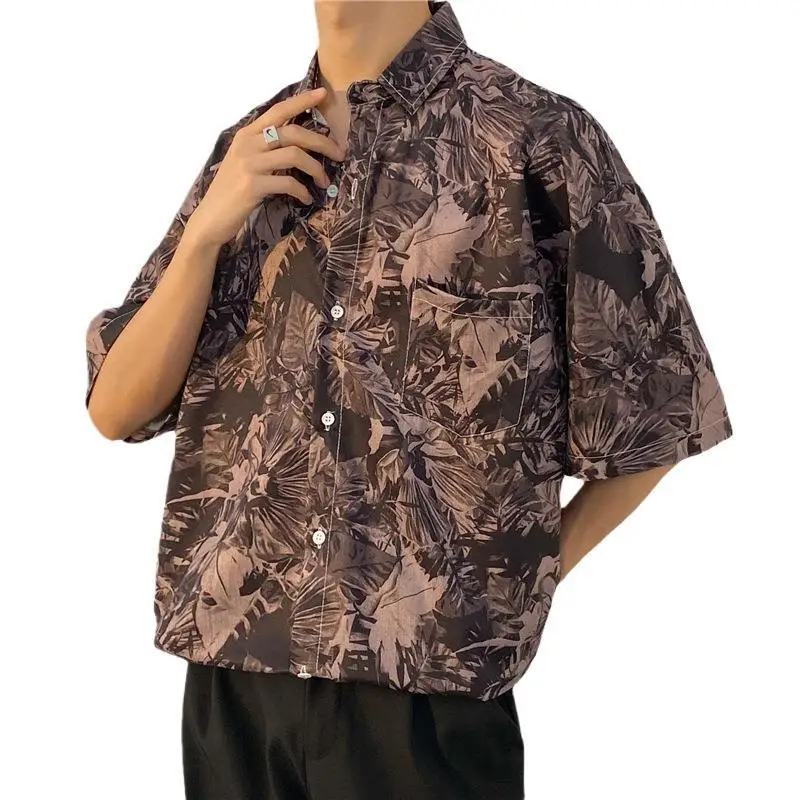 Men's summer thin American retro print short-sleeved shirt, versatile ins high street casual loose top
Men's summer thin American retro print short-sleeved shirt, versatile ins high street casual loose top