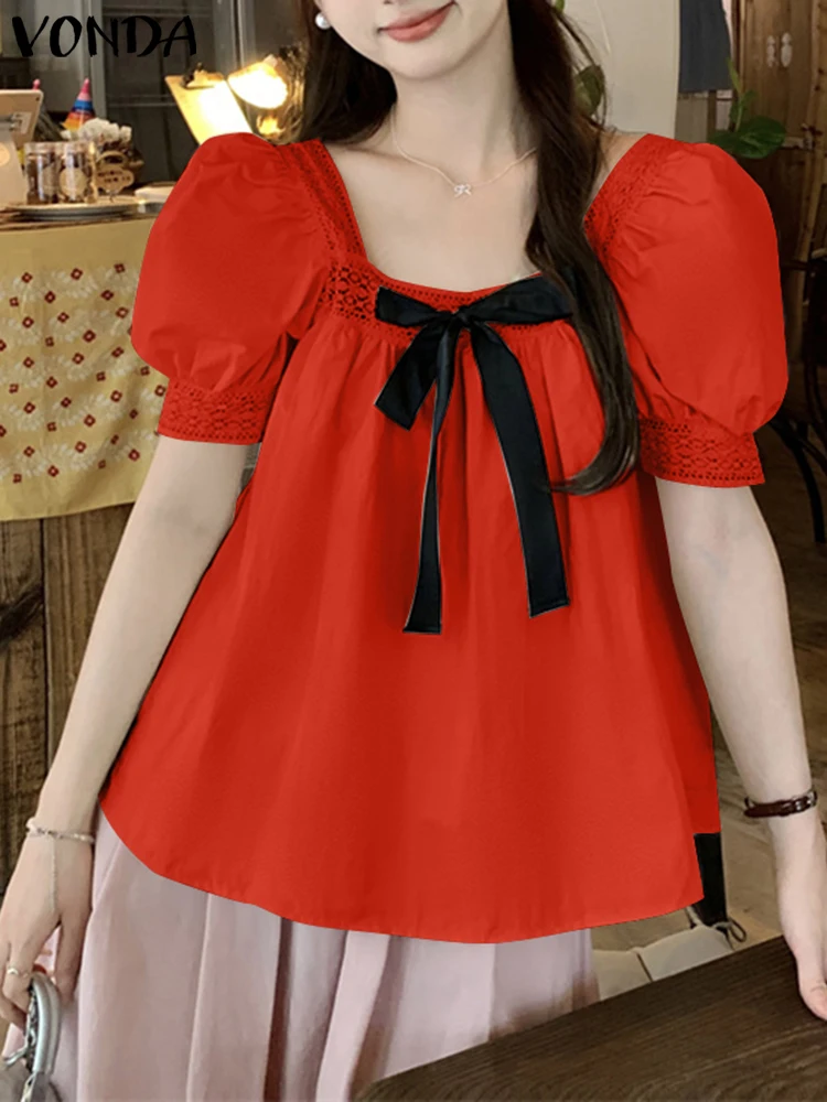 VONDA Women OL Work Blouse Casual Square Collar Tops 2025 Puff Sleeve Bow Shirts Loose Beach Blusas Female Solid Color Tunic
VONDA Women OL Work Blouse Casual Square Collar Tops 2025 Puff Sleeve Bow Shirts Loose Beach Blusas Female Solid Color Tunic