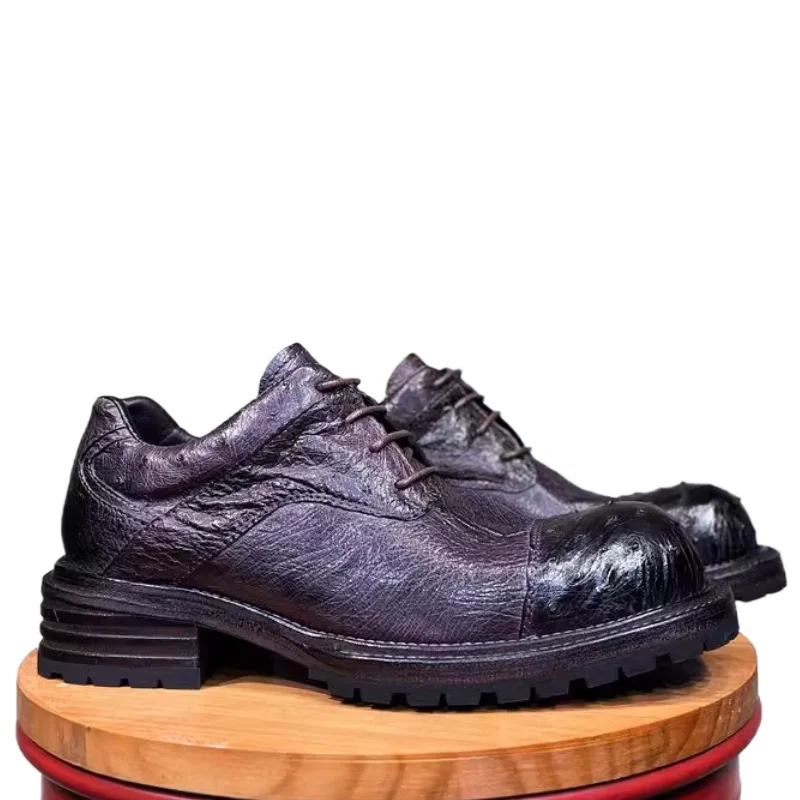 Ostrich Skin Men's Dress Derby Shoes for Men Genuine Leather Hand-sewn Comfortable Dark Purple Casual Height Increasing Shoes
Ostrich Skin Men's Dress Derby Shoes for Men Genuine Leather Hand-sewn Comfortable Dark Purple Casual Height Increasing Shoes