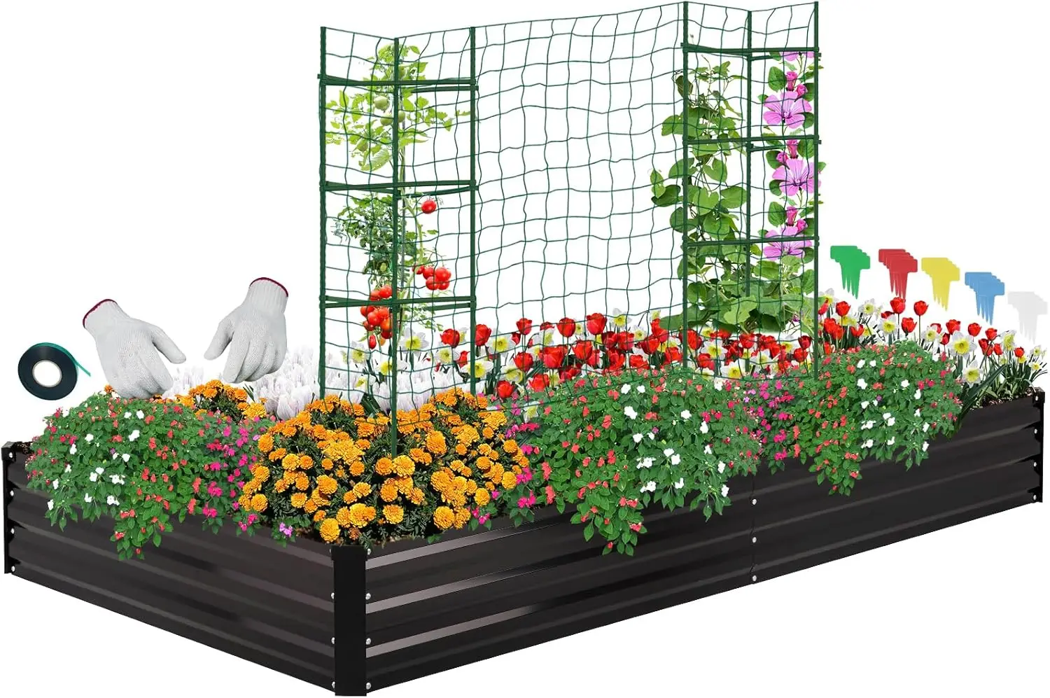 Galvanized Raised Garden Bed for Vegetables Flowers Herbs, Metal Raised Garden Bed Kit with 2 PCS Tomato Cage, Gloves, T
Galvanized Raised Garden Bed for Vegetables Flowers Herbs, Metal Raised Garden Bed Kit with 2 PCS Tomato Cage, Gloves, T