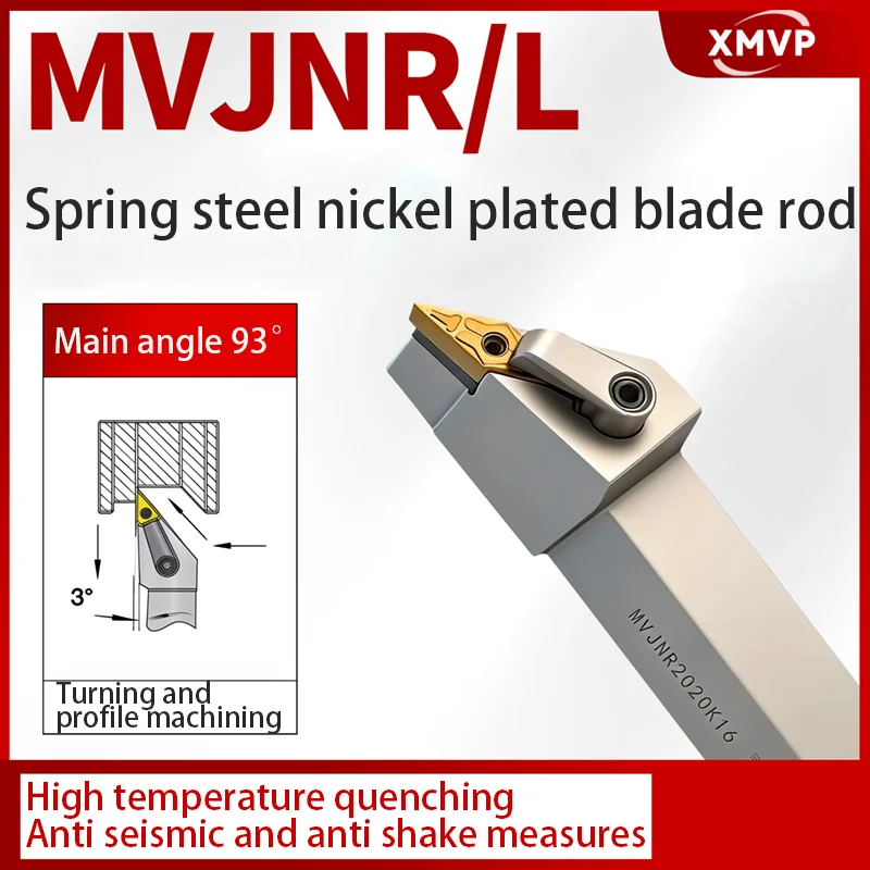 CNC turning tool holder with 93-degree MVJNR/L spring steel nickel plating, white turning tool holder, tool holder for machine c
CNC turning tool holder with 93-degree MVJNR/L spring steel nickel plating, white turning tool holder, tool holder for machine c