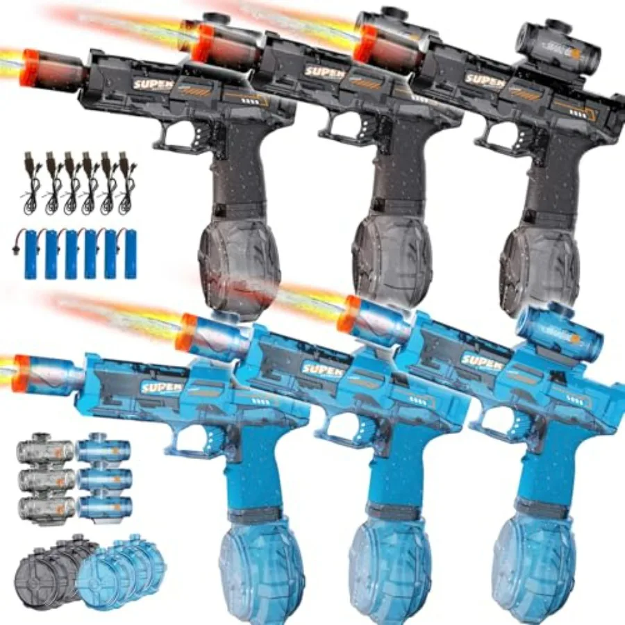 6pcs Electric Water Gun for Adults: Leak-Proof Rechargeable Auto Squirt Gun with Flashing Muzzle, 26FT Range, Black and Blue Su
6pcs Electric Water Gun for Adults: Leak-Proof Rechargeable Auto Squirt Gun with Flashing Muzzle, 26FT Range, Black and Blue Su