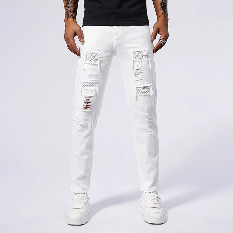 New broken holes hot drill fashion men's fashion white jeans casual versatile elastic small feet pants men's clothing
New broken holes hot drill fashion men's fashion white jeans casual versatile elastic small feet pants men's clothing