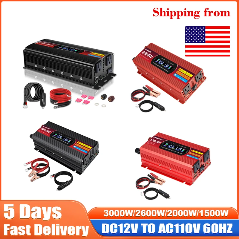 Inverter 60HZ 12V/24V110V1500W2000W2600W3000W Household Improved Converter Modified Sine Wave Portable Car Power American Socket
Inverter 60HZ 12V/24V110V1500W2000W2600W3000W Household Improved Converter Modified Sine Wave Portable Car Power American Socket