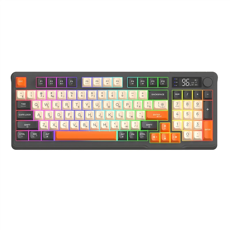M96 Russian Wireless Bluetooth Dual Mode Russian Keyboard PBT Ball Cap Display Russian Gaming Keyboard
M96 Russian Wireless Bluetooth Dual Mode Russian Keyboard PBT Ball Cap Display Russian Gaming Keyboard