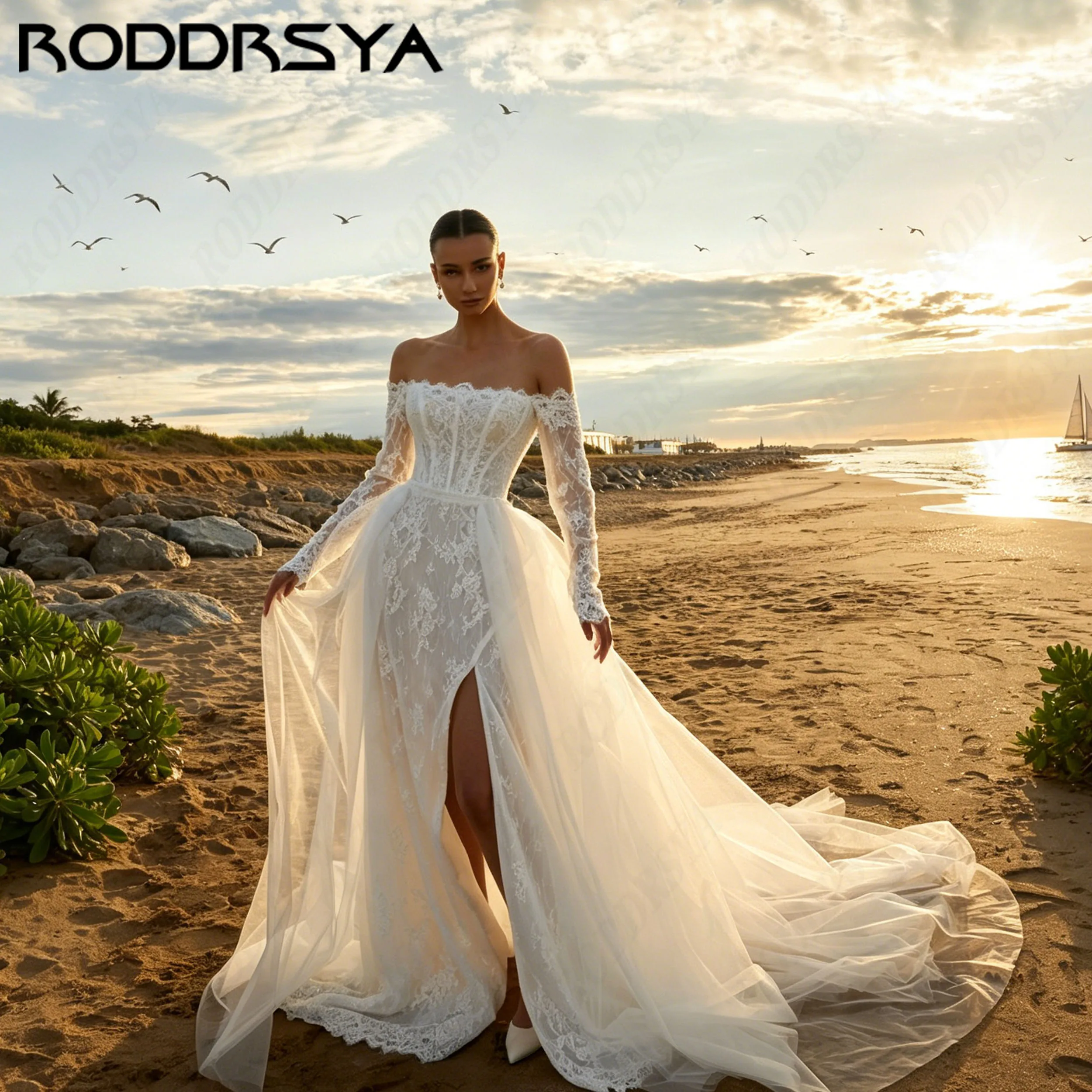 RODDRSYA Detachable Tulle Train A-Line Wedding Dress Boat Neck Lace Bridal Gown For Women Beach vestidos de novia Customized
RODDRSYA Detachable Tulle Train A-Line Wedding Dress Boat Neck Lace Bridal Gown For Women Beach vestidos de novia Customized