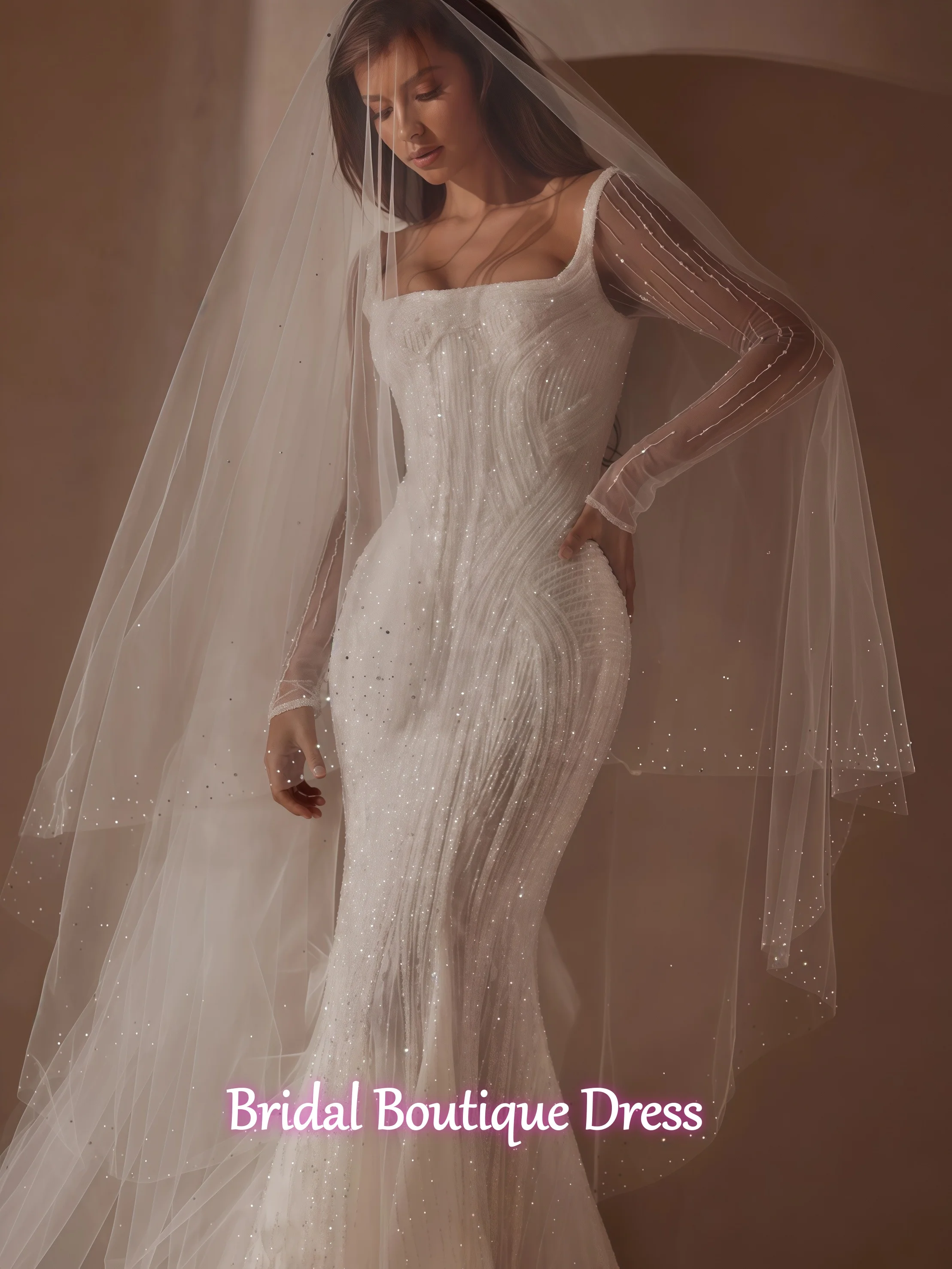 Customized Luxury Mermaid Long Bridal Dress Shiny Beads Sequin Wedding Gown Square Neck Bride Robe Vestido De Novia
Customized Luxury Mermaid Long Bridal Dress Shiny Beads Sequin Wedding Gown Square Neck Bride Robe Vestido De Novia