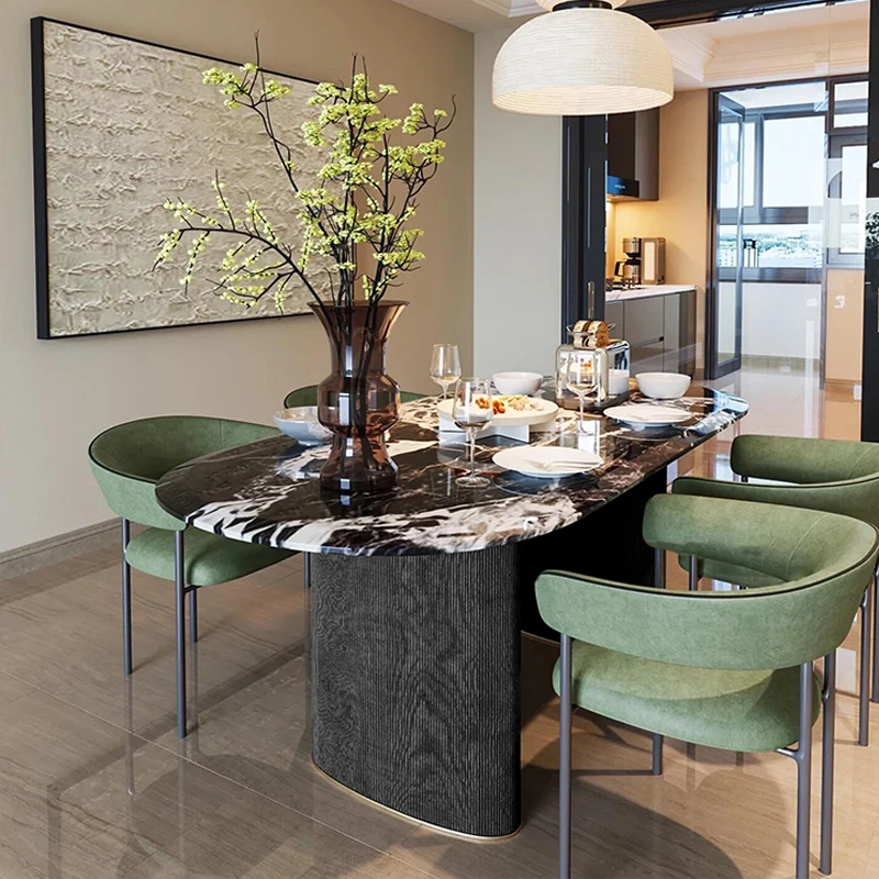 Natural luxury stone dining table modern minimalist Italian minimalist oval high sense
Natural luxury stone dining table modern minimalist Italian minimalist oval high sense
