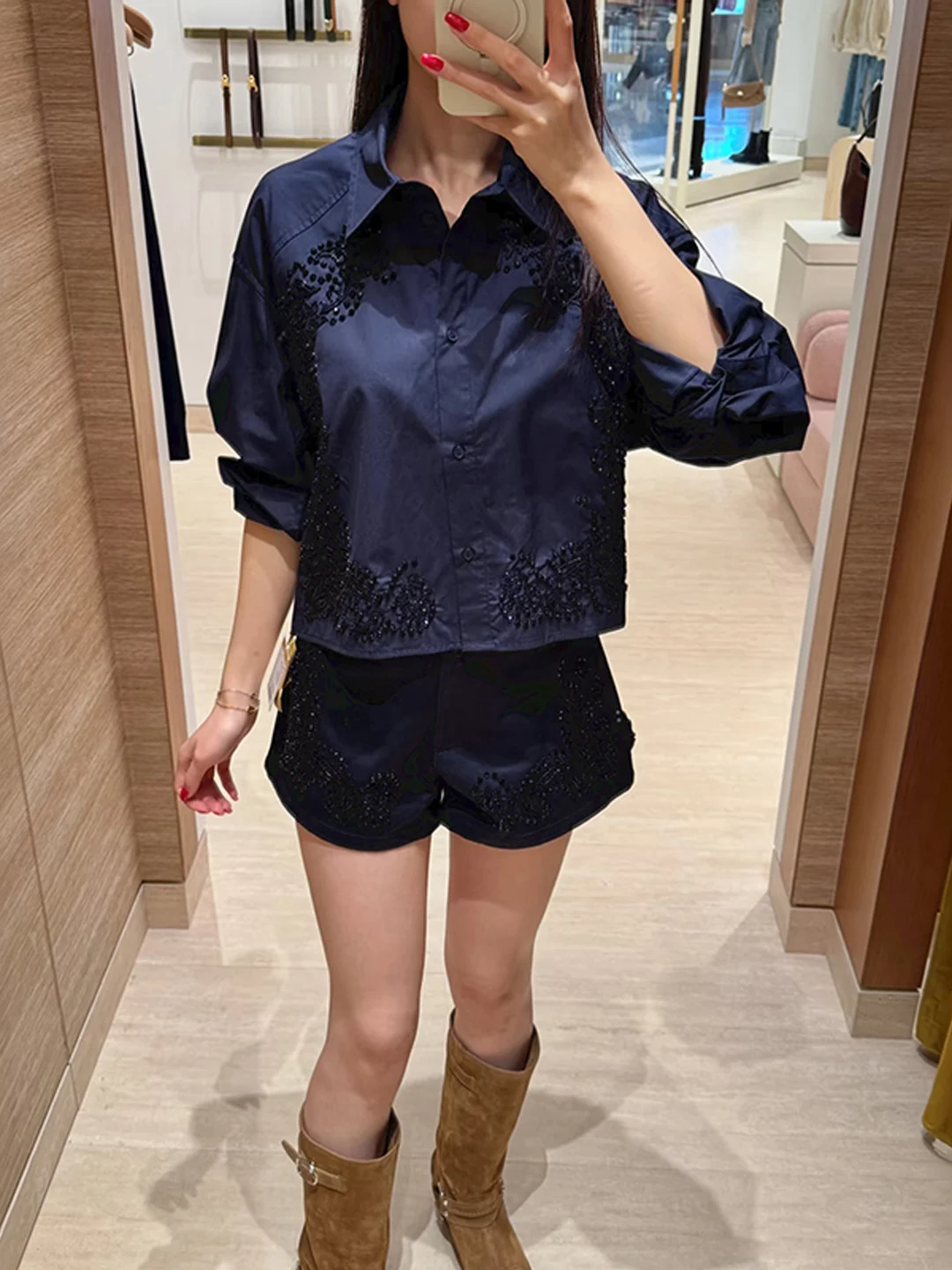 Ele High Waist ort Pants iny Sequin Embroidery Deep Blue Wide Leg Pants for Commuting French Sle Cotton Ladies Trou...
Ele High Waist ort Pants iny Sequin Embroidery Deep Blue Wide Leg Pants for Commuting French Sle Cotton Ladies Trou...