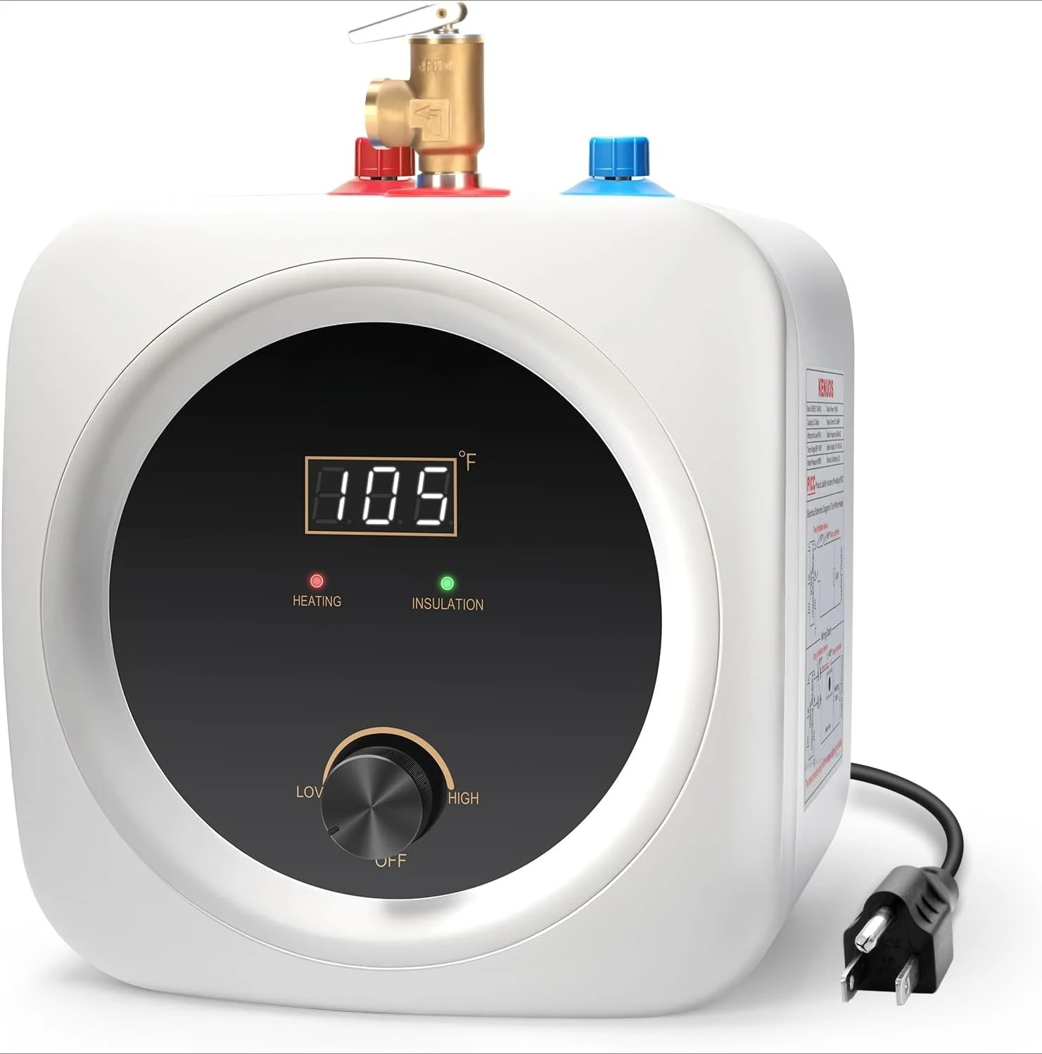 Mini Tank Water Heater Electric 2.5 Gallon Under Sink Instant Hot Water Heater T&P Valve,3-Way Diverter,110V 120V Point
Mini Tank Water Heater Electric 2.5 Gallon Under Sink Instant Hot Water Heater T&P Valve,3-Way Diverter,110V 120V Point
