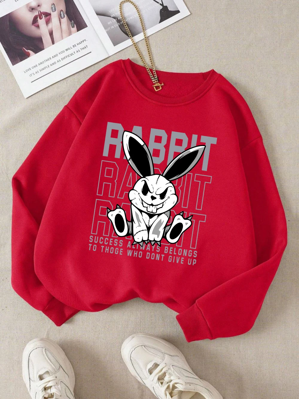 Cool Rabbit Sweatshirt Women Man Cartoons Letter Printing Hoodie Fleece Warm Crewneck Loose Pullover Winter Sporty Female Tops
Cool Rabbit Sweatshirt Women Man Cartoons Letter Printing Hoodie Fleece Warm Crewneck Loose Pullover Winter Sporty Female Tops