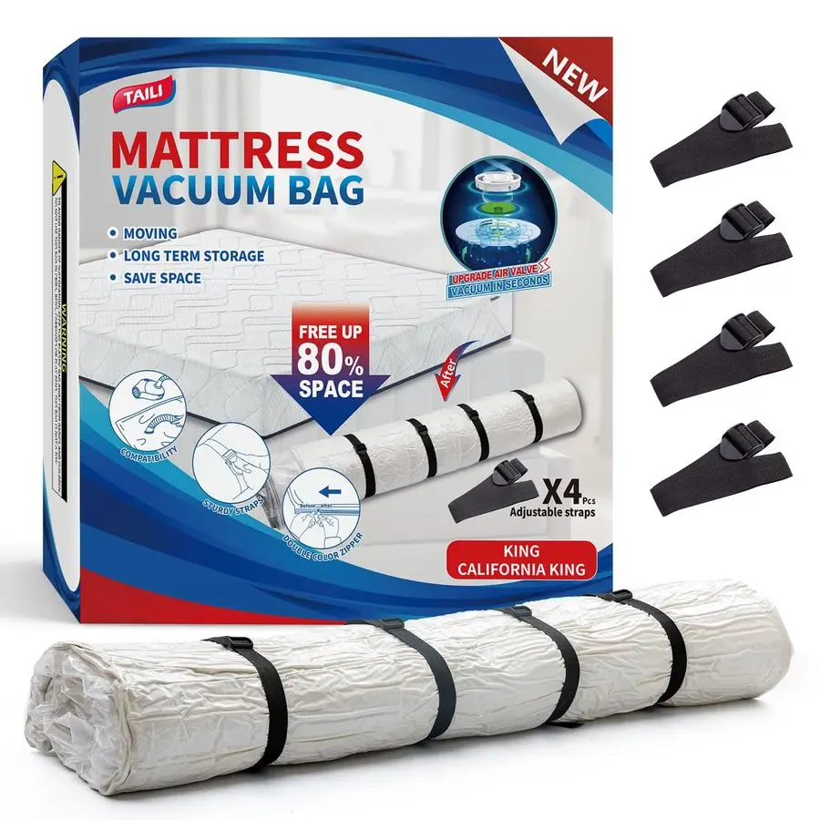 Mattress Vacuum Bag, King Califonia King Mattress Vacuum Storage Bag with 4 Straps, Sealable Bag for Memory Foam, Latex, Easy M
Mattress Vacuum Bag, King Califonia King Mattress Vacuum Storage Bag with 4 Straps, Sealable Bag for Memory Foam, Latex, Easy M