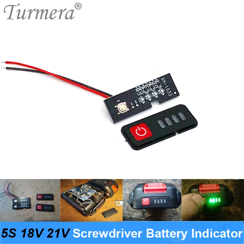 Turmera 5S 18V 21V Electric Drill Screwdriver Battery Capacity Indicator LED Display for 5S1P 5S2P 18650 Lithium Batteries Use A
Turmera 5S 18V 21V Electric Drill Screwdriver Battery Capacity Indicator LED Display for 5S1P 5S2P 18650 Lithium Batteries Use A