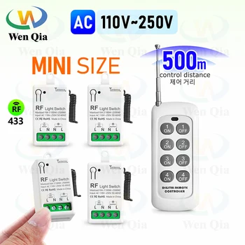 Wireless Remote Control Light Switch Mini RF Receiver 110V 220V 10A 433Mhz 500m control distance Remote Interrupter for Bulb LED