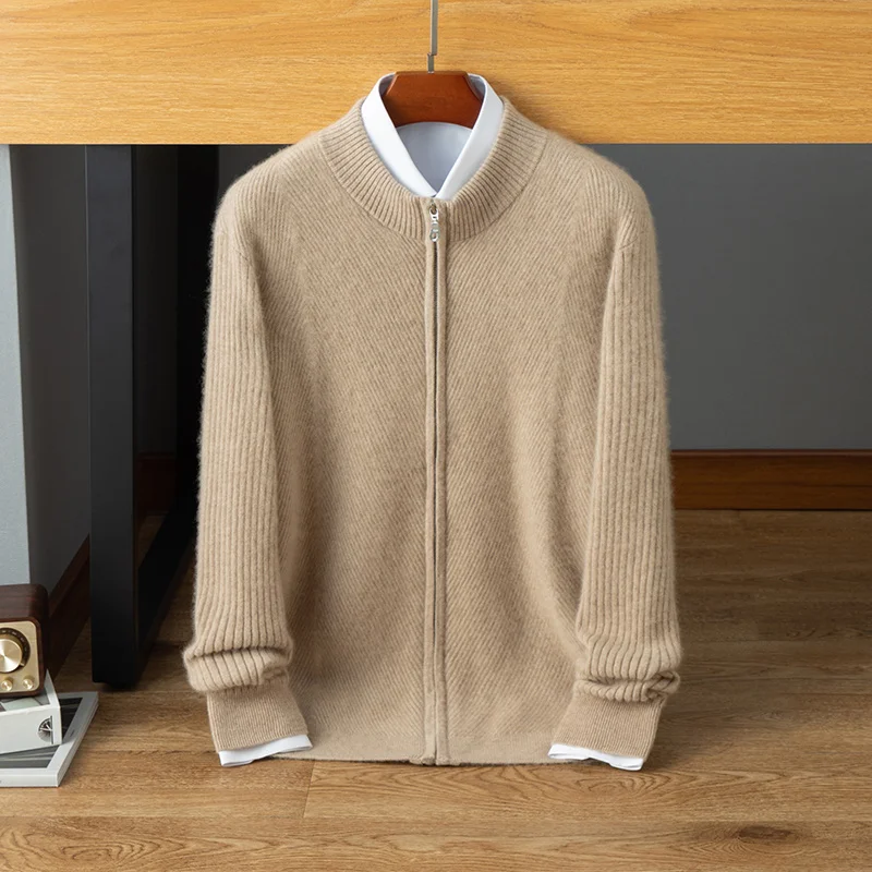 Men's cashmere cardigan autumn/winter business casual zipper knitted sweater jacket loose wool Tops stand up collar Jumper thick
Men's cashmere cardigan autumn/winter business casual zipper knitted sweater jacket loose wool Tops stand up collar Jumper thick