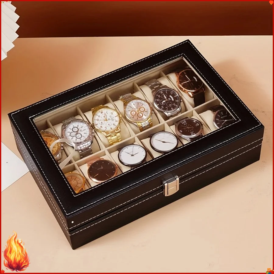 Luxury 12 Grid Watch Storage Box Synthetic Leather Watch Case Removable Pillow Home Men Jewelry Watch Collection Organizer Box
Luxury 12 Grid Watch Storage Box Synthetic Leather Watch Case Removable Pillow Home Men Jewelry Watch Collection Organizer Box