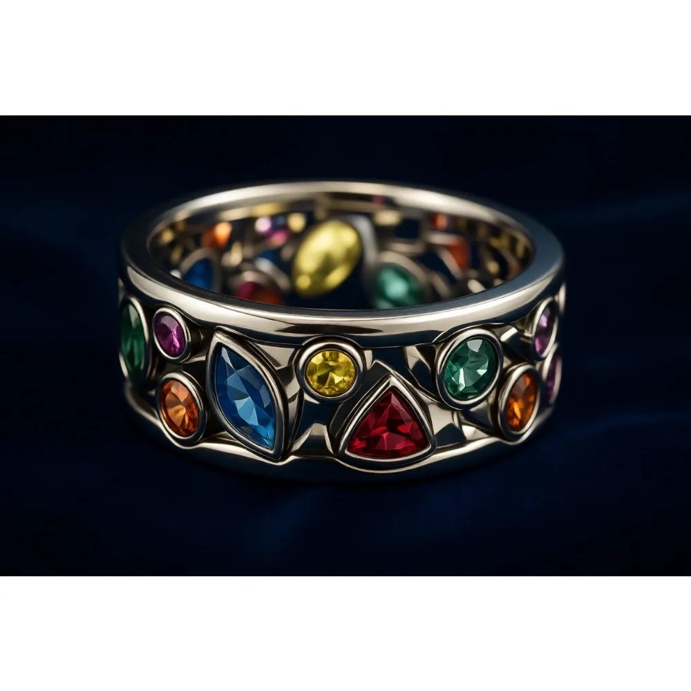 Винтажное кольцо из стерлингового серебра с разноцветными кристаллами и геометрическим дизайном для женщин
Винтажное кольцо из стерлингового серебра с разноцветными кристаллами и геометрическим дизайном для женщин