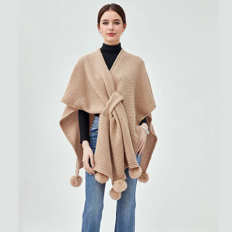 Knitted shawl autumn winter Poncho new product simple style hollowed out cape ball cardigan women's outerwear cloak
Knitted shawl autumn winter Poncho new product simple style hollowed out cape ball cardigan women's outerwear cloak