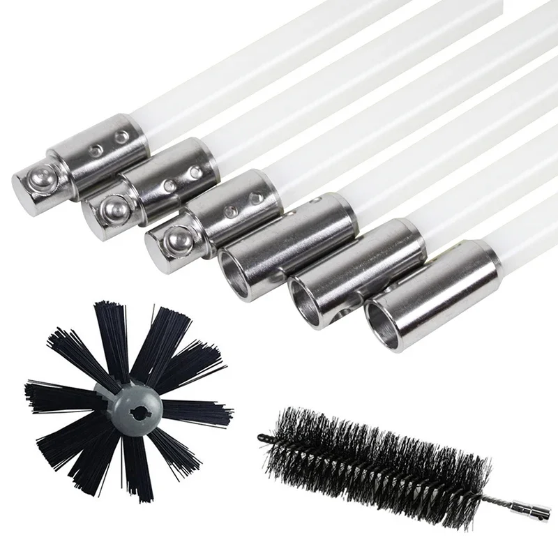 3/6pc Rotary Chimney Brush Long Handle Flexible Rod For Chimney Dryer Pipe Fireplace Inner Wall And Roof Cleaning Tools 60/100cm
3/6pc Rotary Chimney Brush Long Handle Flexible Rod For Chimney Dryer Pipe Fireplace Inner Wall And Roof Cleaning Tools 60/100cm