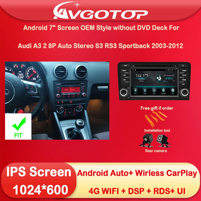 Android 12 Car Radio Multimedia & OEM Style for Audi A3 2 8P Auto Stereo S3 RS3 Spo Wireless Carplay Auto 4G Wifi GPS DSP No DVD
Android 12 Car Radio Multimedia & OEM Style for Audi A3 2 8P Auto Stereo S3 RS3 Spo Wireless Carplay Auto 4G Wifi GPS DSP No DVD