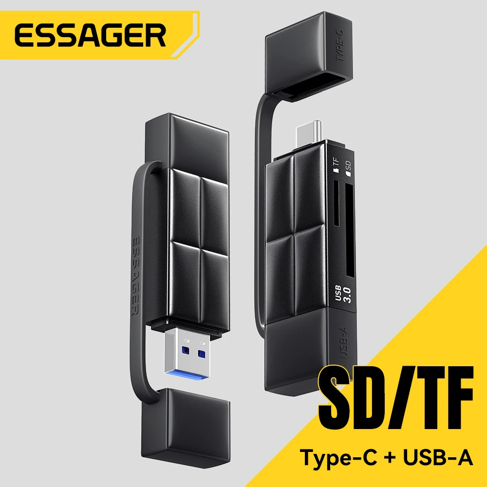 Essager 2 in 1 Card Reader USB A &Type C USB3.0 2.0 SD TF Memory Card Device High Speed Cardreader for Phone Laptop Accessories
Essager 2 in 1 Card Reader USB A &Type C USB3.0 2.0 SD TF Memory Card Device High Speed Cardreader for Phone Laptop Accessories