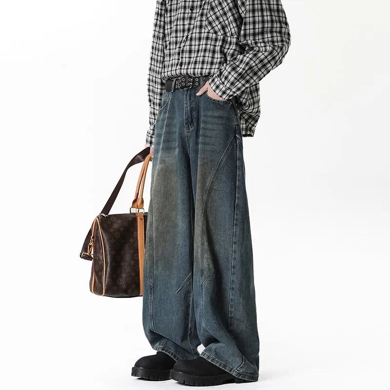 Men Wide Leg Jeans Dark Blue Patchwork High Street Washed Vintage Denim trousers men Loose 2024 Trendy Streetwear Oversized
Men Wide Leg Jeans Dark Blue Patchwork High Street Washed Vintage Denim trousers men Loose 2024 Trendy Streetwear Oversized