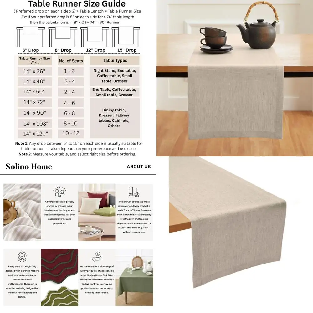 Pure Linen 14x108 Table Runner for Autumn, Winter Holidays - Medium Weight, Natural Light Color
Pure Linen 14x108 Table Runner for Autumn, Winter Holidays - Medium Weight, Natural Light Color