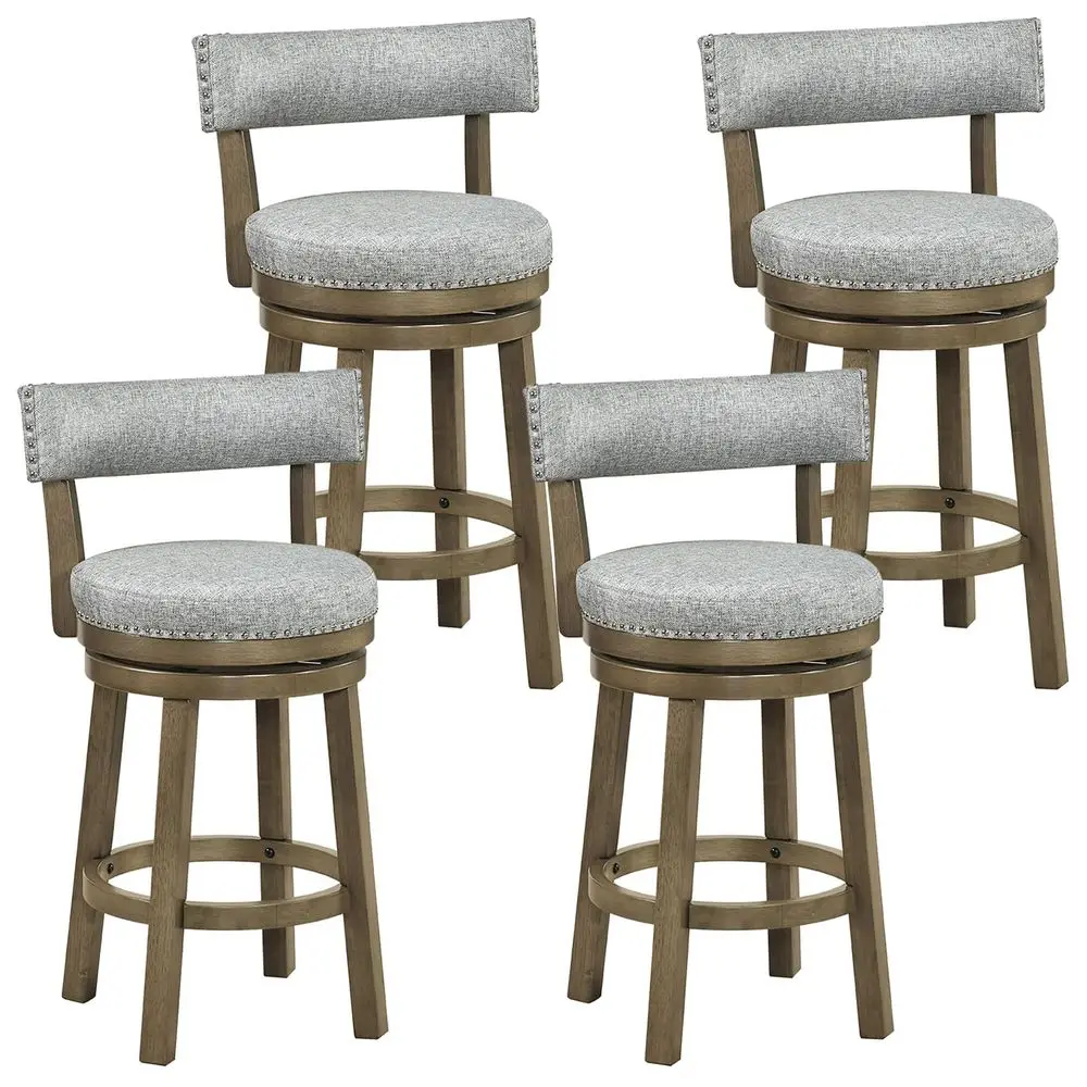 Bar Stool Set of 4, 27inch 360 Swivel Barstool with holstered Back amp Seat, Solid Rubber Wood Legs amp Footrest, Farmhouse C
Bar Stool Set of 4, 27inch 360 Swivel Barstool with holstered Back amp Seat, Solid Rubber Wood Legs amp Footrest, Farmhouse C
