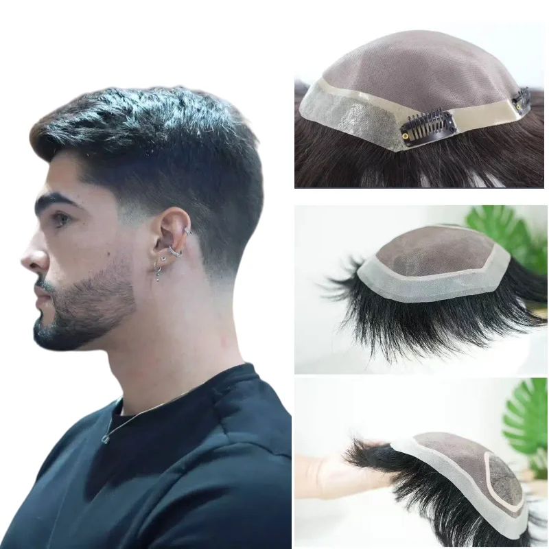 6 Inch 100% Human Hair Men Toupee Mono Filament PU Sides Lace Mesh With Combs Hand Tied Base Jet Black
6 Inch 100% Human Hair Men Toupee Mono Filament PU Sides Lace Mesh With Combs Hand Tied Base Jet Black