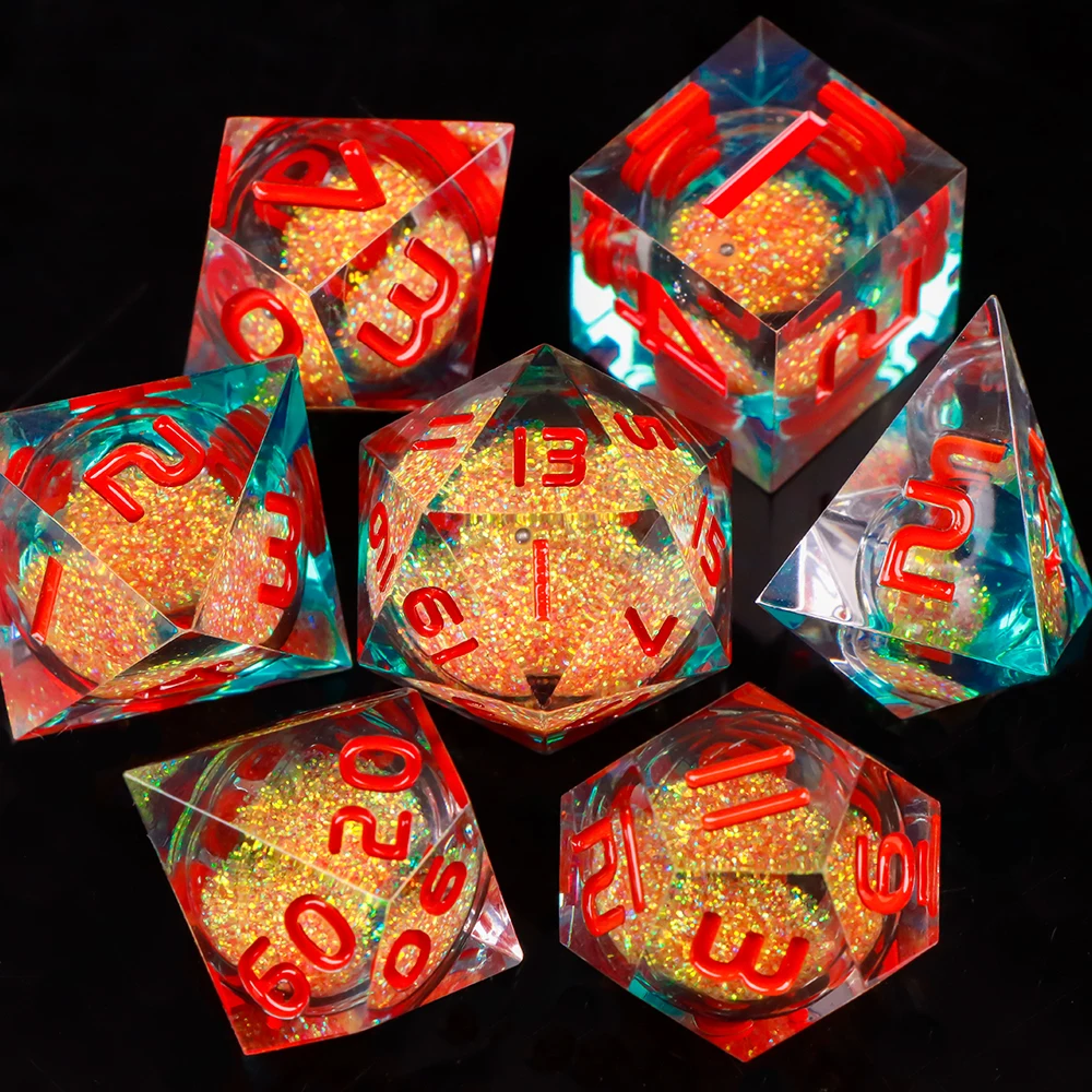 Набор кубиков премиум-класса с жидким сердечником из смолы для D&D RPG — 7 предметов с D20, D12, D10, D8, D6, D4
Набор кубиков премиум-класса с жидким сердечником из смолы для D&D RPG — 7 предметов с D20, D12, D10, D8, D6, D4