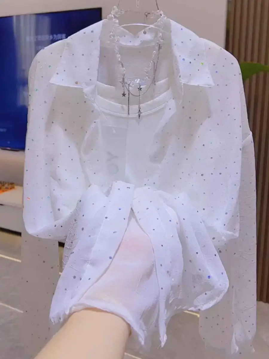 Женский летний тонкий дышащий солнцезащитный топ с моющимися пайетками, корейский свободный крой, длинный свеч Ne
Женский летний тонкий дышащий солнцезащитный топ с моющимися пайетками, корейский свободный крой, длинный свеч Ne