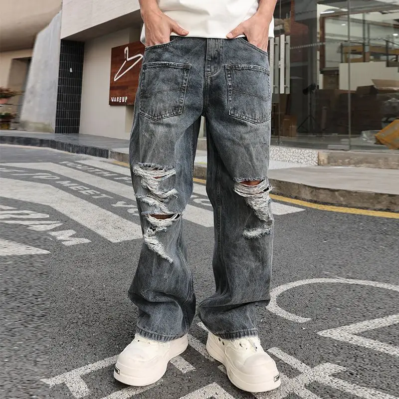 Stylish Grey Jeans Men Broken Holes Baggy Fit Denim Pants Male's Summer New Clothing
Stylish Grey Jeans Men Broken Holes Baggy Fit Denim Pants Male's Summer New Clothing