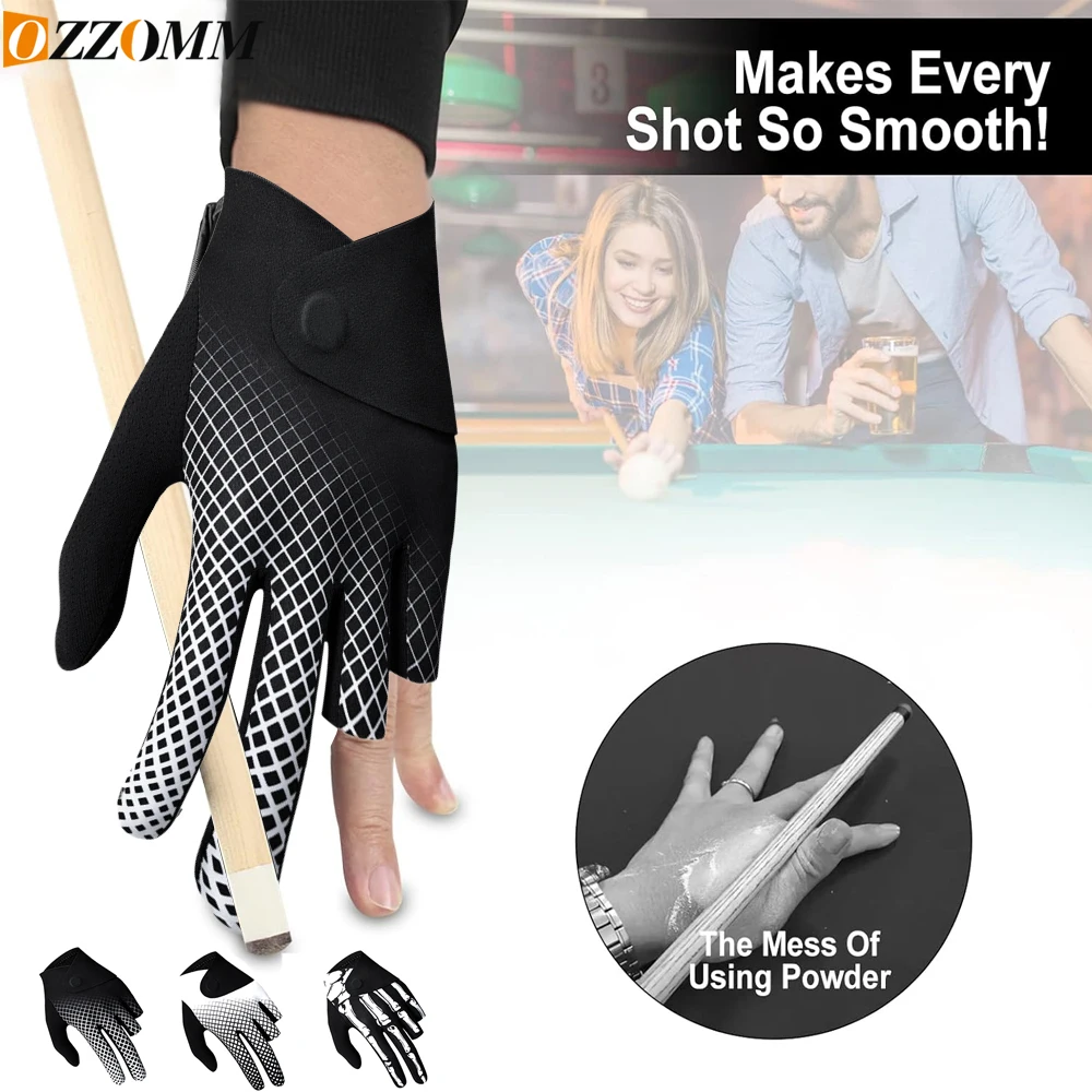 OZZOMM 1PCS Pro Billiard Gloves - Breathable 3-Finger Design, Quick-Dry for Snooker & Pool, Adjustable Sizes for Men & Women
OZZOMM 1PCS Pro Billiard Gloves - Breathable 3-Finger Design, Quick-Dry for Snooker & Pool, Adjustable Sizes for Men & Women