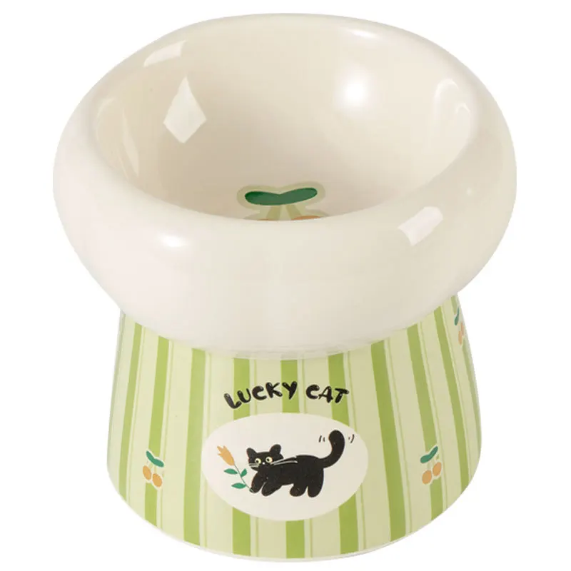 Elevated Ceramic Dog Bowl Tilted Neck Protection Anti-Vomiting Green Lucky Cat Pattern Food Water Feeder for Small Pets
Elevated Ceramic Dog Bowl Tilted Neck Protection Anti-Vomiting Green Lucky Cat Pattern Food Water Feeder for Small Pets