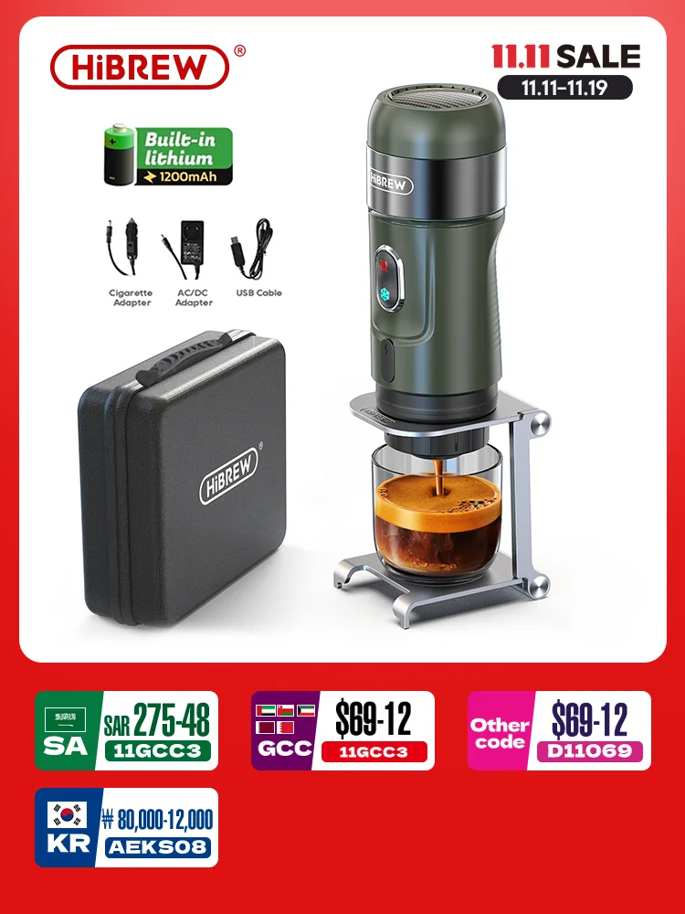 HiBREW Беспроводная электрическая портативная кофемашина для эспрессо для автомобиля и дома, кофеварка для кемпинга, подходит для капсульного порошка Nespresso Dolce
HiBREW Беспроводная электрическая портативная кофемашина для эспрессо для автомобиля и дома, кофеварка для кемпинга, подходит для капсульного порошка Nespresso Dolce