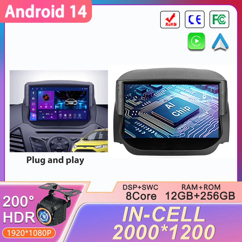 Android 14 2K Screen For Ford EcoSport Eco Sport 2014 - 2018 Car Radio Multimedia Video Player Navigation stereo GPS Head Unit
Android 14 2K Screen For Ford EcoSport Eco Sport 2014 - 2018 Car Radio Multimedia Video Player Navigation stereo GPS Head Unit