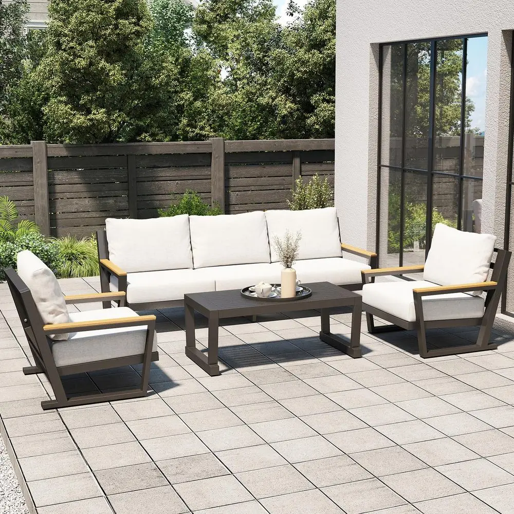 Aluminum Outdoor Sofa,4 Seats Modern Patio Furniture Set,Sectional Sofa Conversation Set with Coffee Table, Upgraded Washable C
Aluminum Outdoor Sofa,4 Seats Modern Patio Furniture Set,Sectional Sofa Conversation Set with Coffee Table, Upgraded Washable C