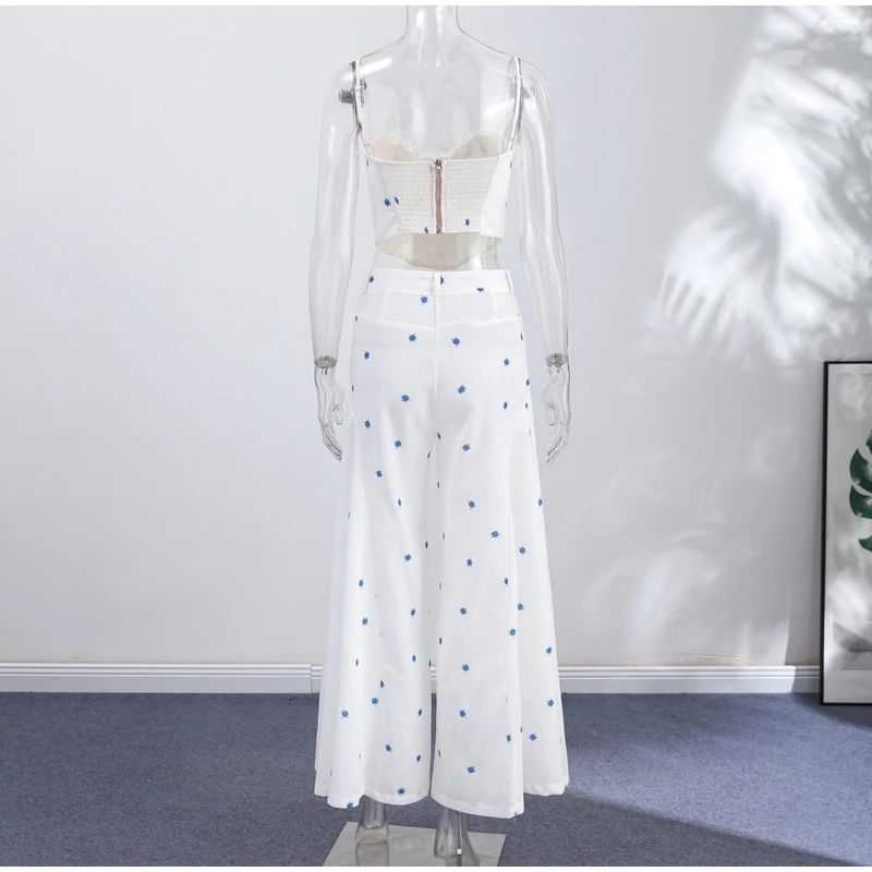 Fashion Denim Two-Piece Outfit Women's V-neck Lace Up Button Cropped Jacket Slit Wide Leg Pants 2026 New Lady Casual Streetwear 4 S5f94d943098f49a3a5c4c2cbac437371V