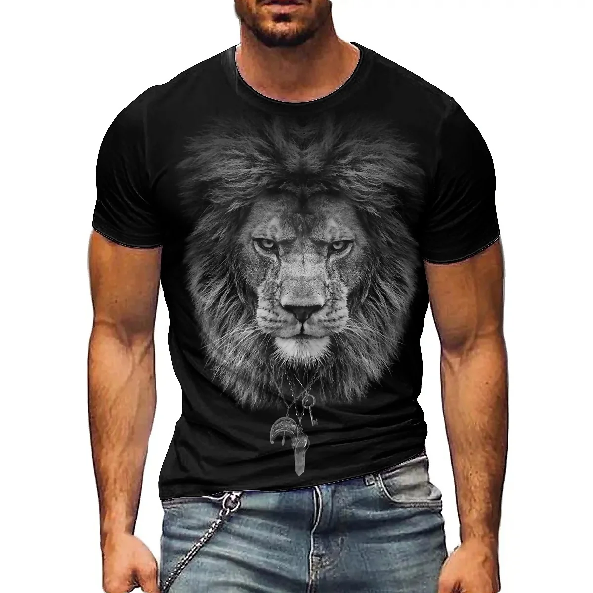 Outdoor Adventure Men's 3D Animal Lion Printed Short-sleeved T-shirts Are Lightweight and Breathable Polyester Fabric
Outdoor Adventure Men's 3D Animal Lion Printed Short-sleeved T-shirts Are Lightweight and Breathable Polyester Fabric