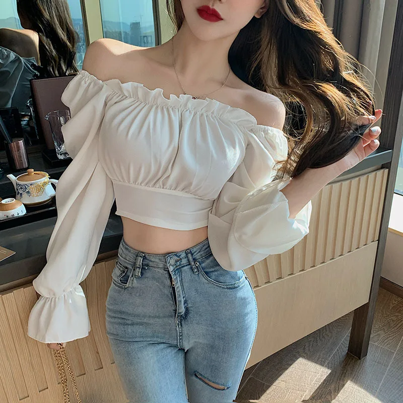 Short Navel-exposed Long Sleeves One-shoulder Top Sexy Back-exposed Shirt for Women
Short Navel-exposed Long Sleeves One-shoulder Top Sexy Back-exposed Shirt for Women
