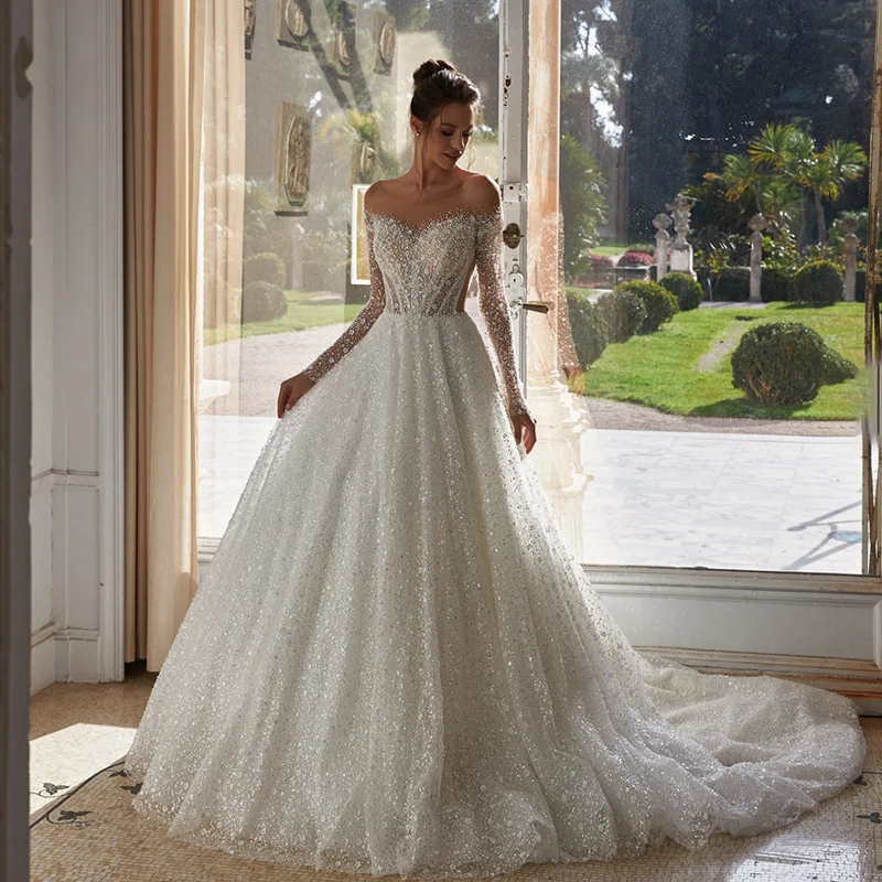 Luxurious Wedding Dress Fully Beaded Organza Ball Gown A-Line Full Sleeve O-Neck Customized Bridal Dress Vestido De Novia Button
Luxurious Wedding Dress Fully Beaded Organza Ball Gown A-Line Full Sleeve O-Neck Customized Bridal Dress Vestido De Novia Button