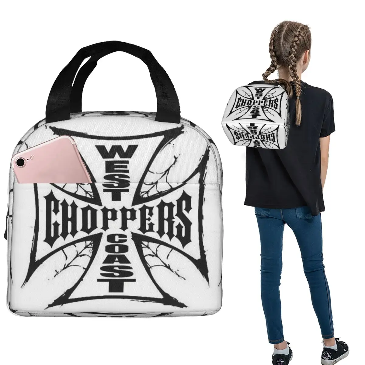 West Coast Iron Cross Choppers Insulated Lunch Bag for Women Children Portable Food Boxes Thermal Lunch Box Tote
West Coast Iron Cross Choppers Insulated Lunch Bag for Women Children Portable Food Boxes Thermal Lunch Box Tote